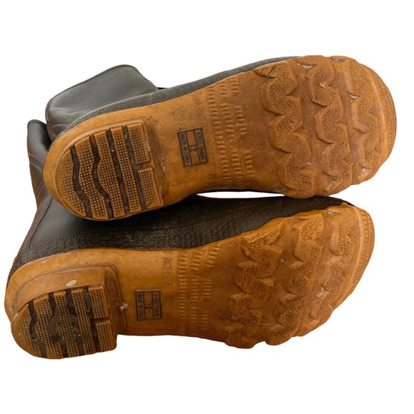 Cabela's Men's Steel Shank Tall Rain Boot Rubber Laces Brown Sz 12 - Picture 6 of 10